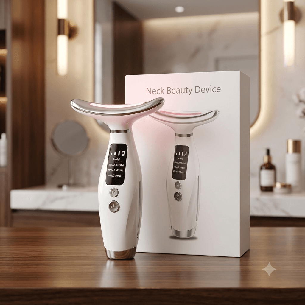 Electric LED Neck Beauty Device – Multi-Mode Neck & Face Sculpting Massager (White)