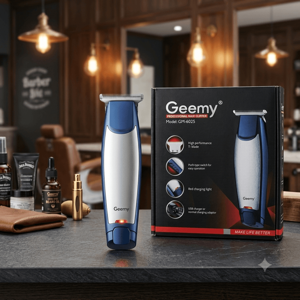 Geemy GM-6025 Professional Hair Clipper β High-Performance Cordless T-Blade Trimmer with USB Charging