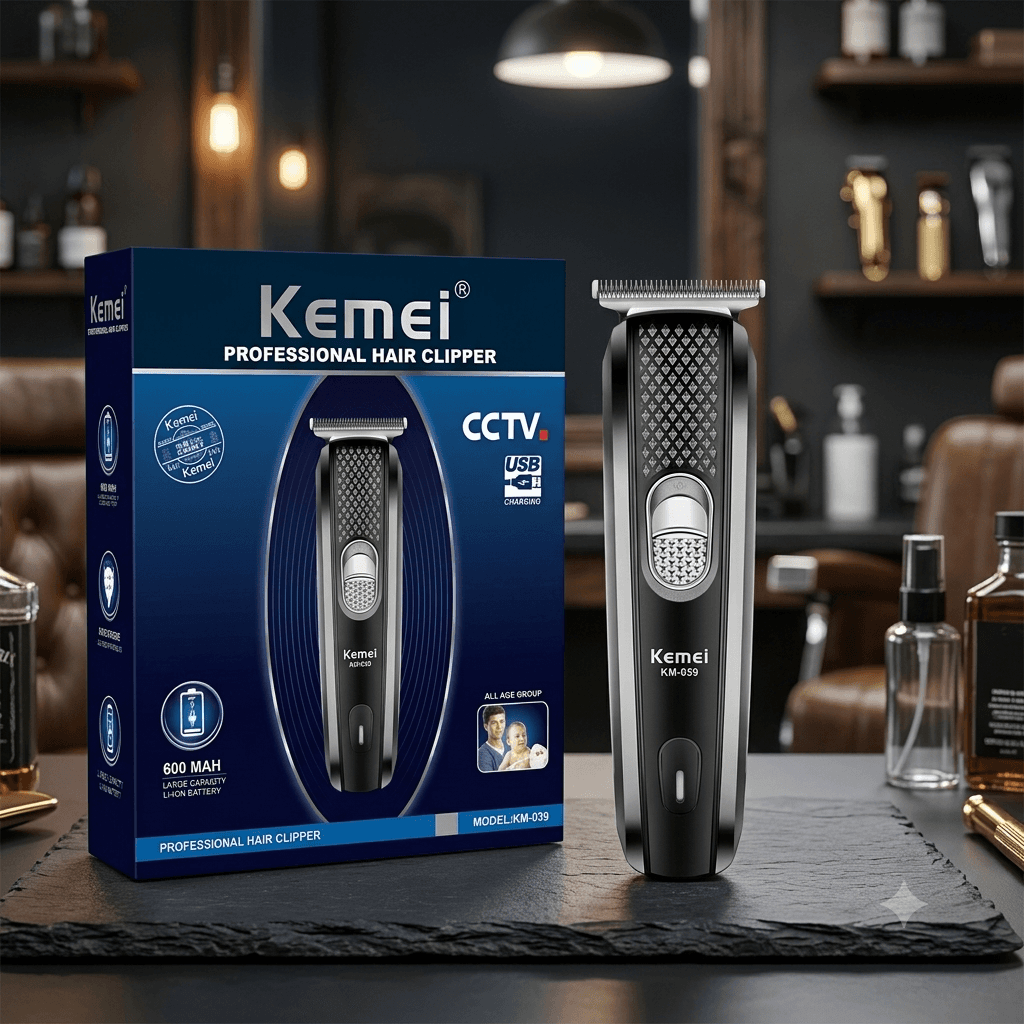 Kemei KM-039 Professional Hair Clipper β Rechargeable Cordless Beard Trimmer with 600mAh Lithium Battery & USB Charging
