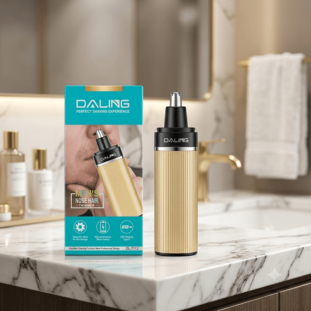 DALING DL-7112 Professional Menβs Nose Hair Trimmer β Luxury Gold Electric Ear & Nose Hair Clipper with Type-C USB Charging